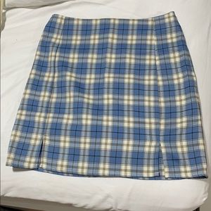 Plaid sky blue mini skirt